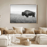 28435251-MGV-FC-36X24_Natural-Bison In Prairie Wall Art Canvas Print, Framed Rustic Wildlife Art Picture Print, Wild Buffalo Perfect Rustic Western Decor
