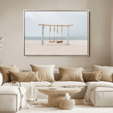 68327283-MGV-FC-36X24_Natural-Beach Swing Wall Art Canvas Print, Framed Quiet Beach Art Picture Print, Calm Shoreline Perfect Bohemian Coastal Decor Artwork
