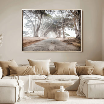 87090469-MGV-FC-36X24_Natural-Cypress Tunnel Wall Art Canvas Print, Framed Misty Road Art Picture Print, Foggy Trees Perfect Rustic Woodland Decor Artwork