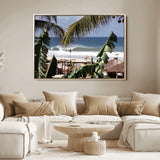 34722557-MGV-FC-36X24_Natural-Tropical Shoreline Wall Art Canvas Print, Framed Surfer Beach Art Picture Print, Coastal Surf Perfect Tropical Coastal Decor
