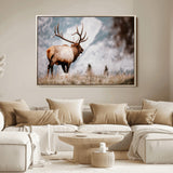 70489411-MGV-FC-36X24_Natural-Elk Photography Wall Art Canvas Print, Framed Mountain Wildlife Art Picture Print, Rustic Nature Decor Perfect Rustic Lodge Decor