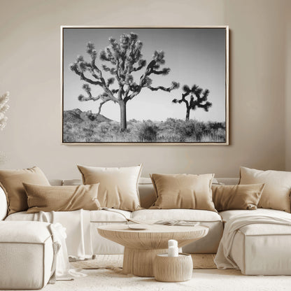 93692513-MGV-FC-36X24_Natural-Joshua Tree Wall Art Canvas Print, Framed Monochrome Desert Art Picture Print, Minimalist Nature Scene Perfect Southwestern