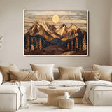 39116082-MGV-FC-36X24_White-Wood Mountain Landscape Wall Art Canvas Print, Framed Sunset Hills Art Picture Print, Abstract Nature Perfect Boho Decor Artwork