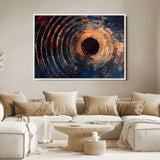 10017879-MGV-FC-36X24_White-Wood Tree Ring Wall Art Canvas Print, Framed Natural Wood Art Picture Print, Rustic Tree Slice Perfect Rustic Decor Artwork