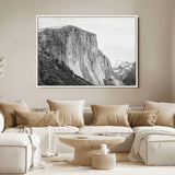 39393420-MGV-FC-36X24_White-El Capitan Wall Art Canvas Print, Framed Yosemite Cliff Art Picture Print, Monochrome Mountain Perfect Monochrome Sierra Decor