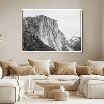 39393420-MGV-FC-36X24_White-El Capitan Wall Art Canvas Print, Framed Yosemite Cliff Art Picture Print, Monochrome Mountain Perfect Monochrome Sierra Decor