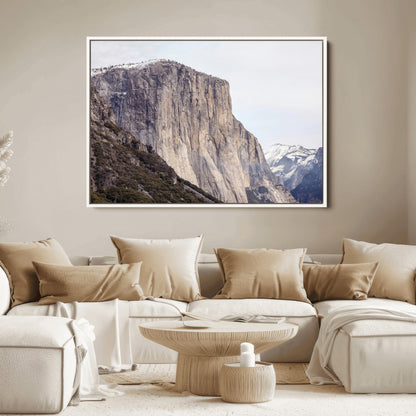 74506434-MGV-FC-36X24_White-El Capitan Wall Art Canvas Print, Framed Yosemite Cliff Art Picture Print, Sierra Nevada Perfect Sierra Minimalism Decor Artwork