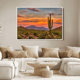 25332783-MGV-FC-36X24_White-Saguaro Cactus Wall Art Canvas Print, Framed Arizona Sunset Art Picture Print, Sonoran Desert Perfect Southwestern Boho Decor