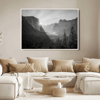39278955-MGV-FC-36X24_White-Yosemite Valley Wall Art Canvas Print, Framed El Capitan Art Picture Print, Misty Mountain Perfect Modern Rustic Decor Artwork