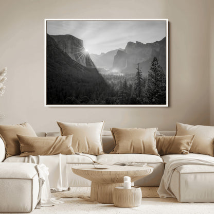 39278955-MGV-FC-36X24_White-Yosemite Valley Wall Art Canvas Print, Framed El Capitan Art Picture Print, Misty Mountain Perfect Modern Rustic Decor Artwork