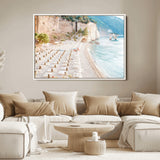84816639-MGV-FC-36X24_White-Mediterranean Beach Wall Art Canvas Print, Framed Airy Coastal Art Picture Print, Summer Shore Perfect Coastal Retreat Decor