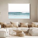 56345117-MGV-FC-36X24_White-Minimalist Surfing Wall Art Canvas Print, Framed Ocean Waves Art Picture Print, Soft Ocean Perfect Minimalist Coastal Decor