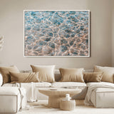 26580287-MGV-FC-36X24_White-Clear Water Wall Art Canvas Print, Framed Sunlit Ripples Art Picture Print, Ocean Texture Perfect Modern Coastal Decor Artwork