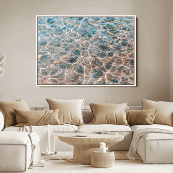26580287-MGV-FC-36X24_White-Clear Water Wall Art Canvas Print, Framed Sunlit Ripples Art Picture Print, Ocean Texture Perfect Modern Coastal Decor Artwork