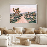 12540952-MGV-FC-36X24_White-Joshua Tree Park Wall Art Canvas Print, Framed Desert Road Art Picture Print, Sunset Drive Perfect Southwestern Boho Decor Artwork