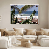 34722557-MGV-FC-36X24_White-Tropical Shoreline Wall Art Canvas Print, Framed Surfer Beach Art Picture Print, Coastal Surf Perfect Tropical Coastal Decor