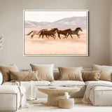 83644685-MGV-FC-36X24_White-Wild Horse Art Wall Art Canvas Print, Framed Rustic Western Art Picture Print, Desert Horse Scene Perfect Rustic Western Decor