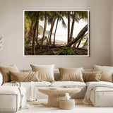 92093951-MGV-FC-36X24_White-Tropical Jungle Wall Art Canvas Print, Framed Palm Tree Forest Art Picture Print, Coastal Escape Perfect Jungle Retreat Decor