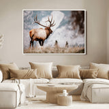 70489411-MGV-FC-36X24_White-Elk Photography Wall Art Canvas Print, Framed Mountain Wildlife Art Picture Print, Rustic Nature Decor Perfect Rustic Lodge Decor