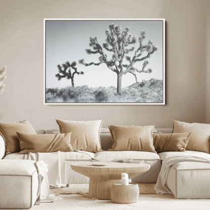 58647785-MGV-FC-36X24_White-Calm Earthy Aesthetic Wall Art Canvas Print, Framed Arid Terrain Decor Art Picture Print, Joshua Tree Perfect Rustic Minimalist