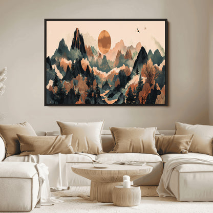 46509506-MGV-FC-36X24_Black-Mountain Wall Art – Sunset Canvas Print, Nature Inspired Artwork, Scenic Wall Decor for Living Room, Bedroom, Office
