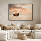 87282289-MGV-FC-36X24_Black-Bison Wall Art Canvas Print, Framed Buffalo Art Picture Print, Western Prairie Perfect Rustic Decor Artwork