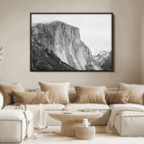 39393420-MGV-FC-36X24_Black-El Capitan Wall Art Canvas Print, Framed Yosemite Cliff Art Picture Print, Monochrome Mountain Perfect Monochrome Sierra Decor