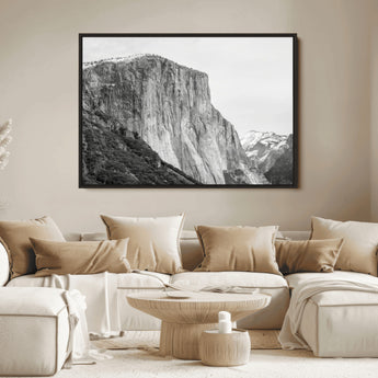 39393420-MGV-FC-36X24_Black-El Capitan Wall Art Canvas Print, Framed Yosemite Cliff Art Picture Print, Monochrome Mountain Perfect Monochrome Sierra Decor