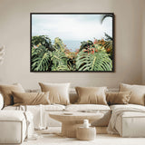 45700479-MGV-FC-36X24_Black-Monstera Leaves Wall Art Canvas Print, Framed Tropical Ocean Art Picture Print, Tropical Foliage Perfect Tropical Coastal Jungle