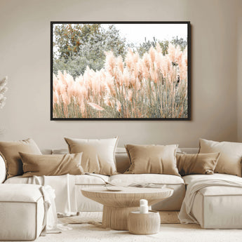 21826392-MGV-FC-36X24_Black-Pampas Grass Wall Art Canvas Print, Framed Soft Pampas Art Picture Print, Pastel Grasses Perfect Soft Neutral Boho Decor Artwork