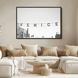 68254589-MGV-FC-36X24_Black-Venice Sign Wall Art Canvas Print, Framed Venice Letters Art Picture Print, Los Angeles Perfect Minimalist Urban Decor Artwork