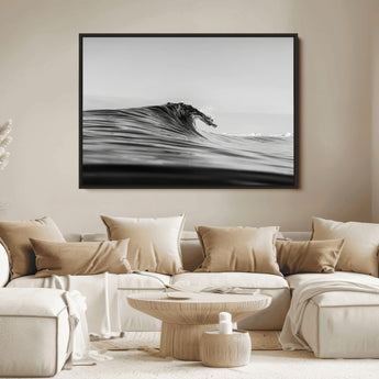 24029476-MGV-FC-36X24_Black-Black Wave Wall Art Canvas Print, Framed Abstract Surf Art Picture Print, Minimalist Ocean Perfect Minimalist Coastal Decor