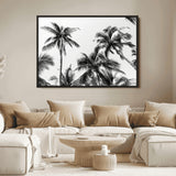 46641801-MGV-FC-36X24_Black-Palm Tree Wall Art Canvas Print, Framed Black White Tropics Art Picture Print, Monochrome Palms Perfect Modern Tropical Minimalist