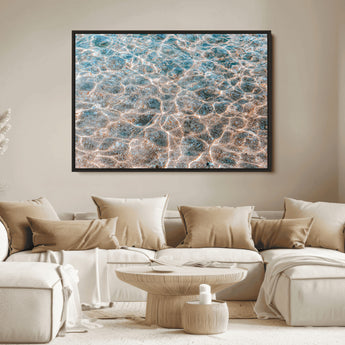 26580287-MGV-FC-36X24_Black-Clear Water Wall Art Canvas Print, Framed Sunlit Ripples Art Picture Print, Ocean Texture Perfect Modern Coastal Decor Artwork
