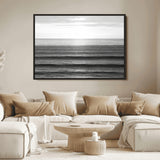 47305203-MGV-FC-36X24_Black-Monochrome Ocean Wall Art Canvas Print, Framed Moody Ocean Art Picture Print, Calm Ocean Perfect Minimalist Coastal Decor Artwork