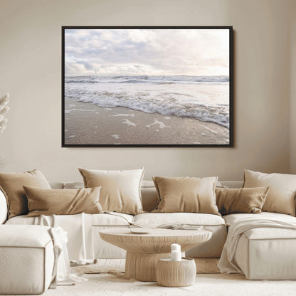 70596264-MGV-FC-36X24_Black-Ocean Waves Wall Art Canvas Print, Framed Coastal Shoreline Art Picture Print, Sea Foam Perfect Coastal Minimalist Decor Artwork