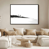 29611516-MGV-FC-36X24_Black-Black White Beach Wall Art Canvas Print, Framed Palm Trees Art Picture Print, Monochrome Tropical Perfect Minimalist Coastal Decor