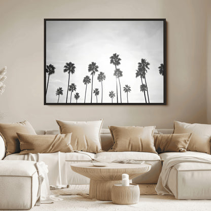 62298277-MGV-FC-36X24_Black-Monochrome Palms Wall Art Canvas Print, Framed Minimalist Trees Art Picture Print, Silhouetted Palms Perfect Tropical Minimalist