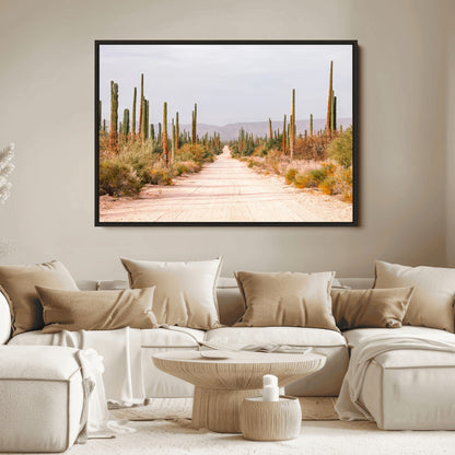 30742780-MGV-FC-36X24_Black-Desert Cactus Wall Art Canvas Print, Framed Southwestern Art Picture Print, Bohemian Western Perfect Southwestern Boho Decor