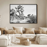 88164251-MGV-FC-36X24_Black-Joshua Tree Wall Art Canvas Print, Framed Desert Path Art Picture Print, Monochrome Desert Perfect Minimalist Desert Decor Artwork