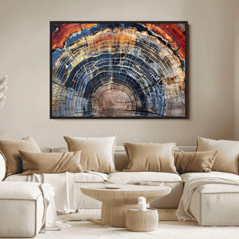 38987581-MGV-FC-36X24_Black-Tree Ring Art Wall Art Canvas Print, Framed Rustic Wall Decor Art Picture Print, Nature Grain Print Perfect Modern Rustic Decor