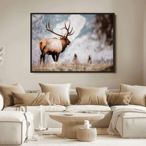 70489411-MGV-FC-36X24_Black-Elk Photography Wall Art Canvas Print, Framed Mountain Wildlife Art Picture Print, Rustic Nature Decor Perfect Rustic Lodge Decor