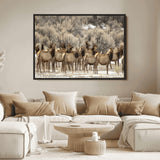 90269422-MGV-FC-36X24_Black-Elk Herd Scene Wall Art Canvas Print, Framed Rustic Wildlife Decor Art Picture Print, Western Cabin Style Perfect Rustic Lodge