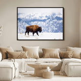 58512275-MGV-FC-36X24_Black-Cowboy Aesthetic Wall Art Canvas Print, Framed Neutral Animal Theme Art Picture Print, Bison Ranch Style Perfect Rustic Western