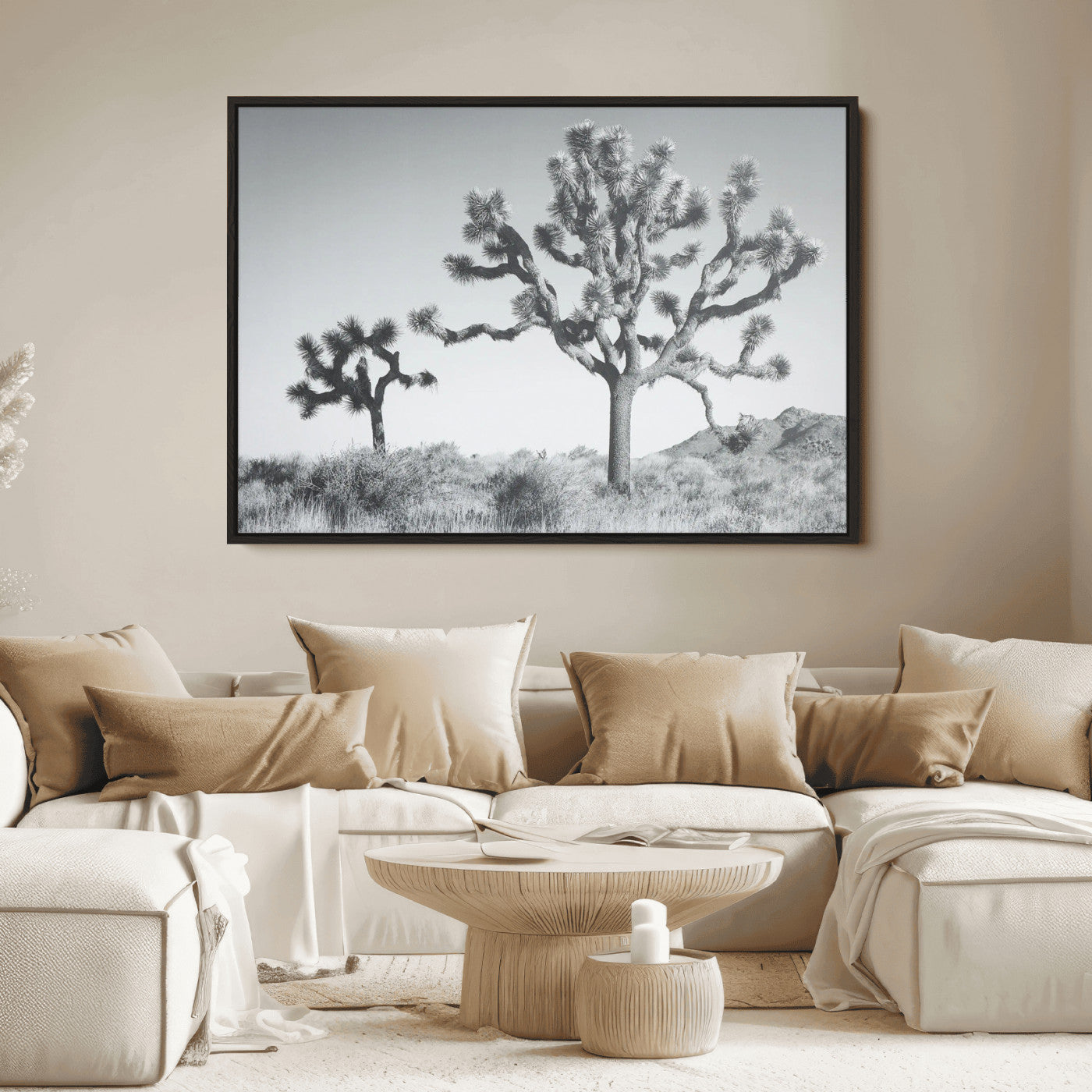 58647785-MGV-FC-36X24_Black-Calm Earthy Aesthetic Wall Art Canvas Print, Framed Arid Terrain Decor Art Picture Print, Joshua Tree Perfect Rustic Minimalist