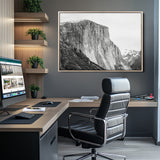 39393420-MGV-CV-36X24-El Capitan Wall Art Canvas Print, Framed Yosemite Cliff Art Picture Print, Monochrome Mountain Perfect Monochrome Sierra Decor