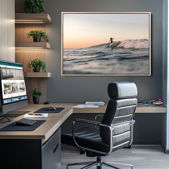 58502923-MGV-CV-36X24-Wave Rider Wall Art Canvas Print, Framed Ocean Wave Art Picture Print, Riding Surf Perfect Sunset Surf Decor Artwork