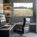 43258946-MGV-CV-36X24-Daisy Field Wall Art Canvas Print, Framed Pastel Flower Art Picture Print, Meadow Bloom Perfect Scandinavian Minimalist Decor