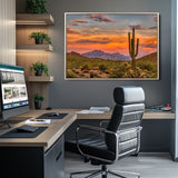 25332783-MGV-CV-36X24-Saguaro Cactus Wall Art Canvas Print, Framed Arizona Sunset Art Picture Print, Sonoran Desert Perfect Southwestern Boho Decor