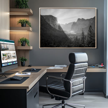 39278955-MGV-CV-36X24-Yosemite Valley Wall Art Canvas Print, Framed El Capitan Art Picture Print, Misty Mountain Perfect Modern Rustic Decor Artwork